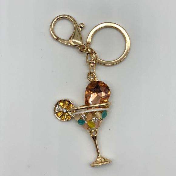 Martini Glass Rhinestone Bag Charm & Key Chain - Picture 5 of 7